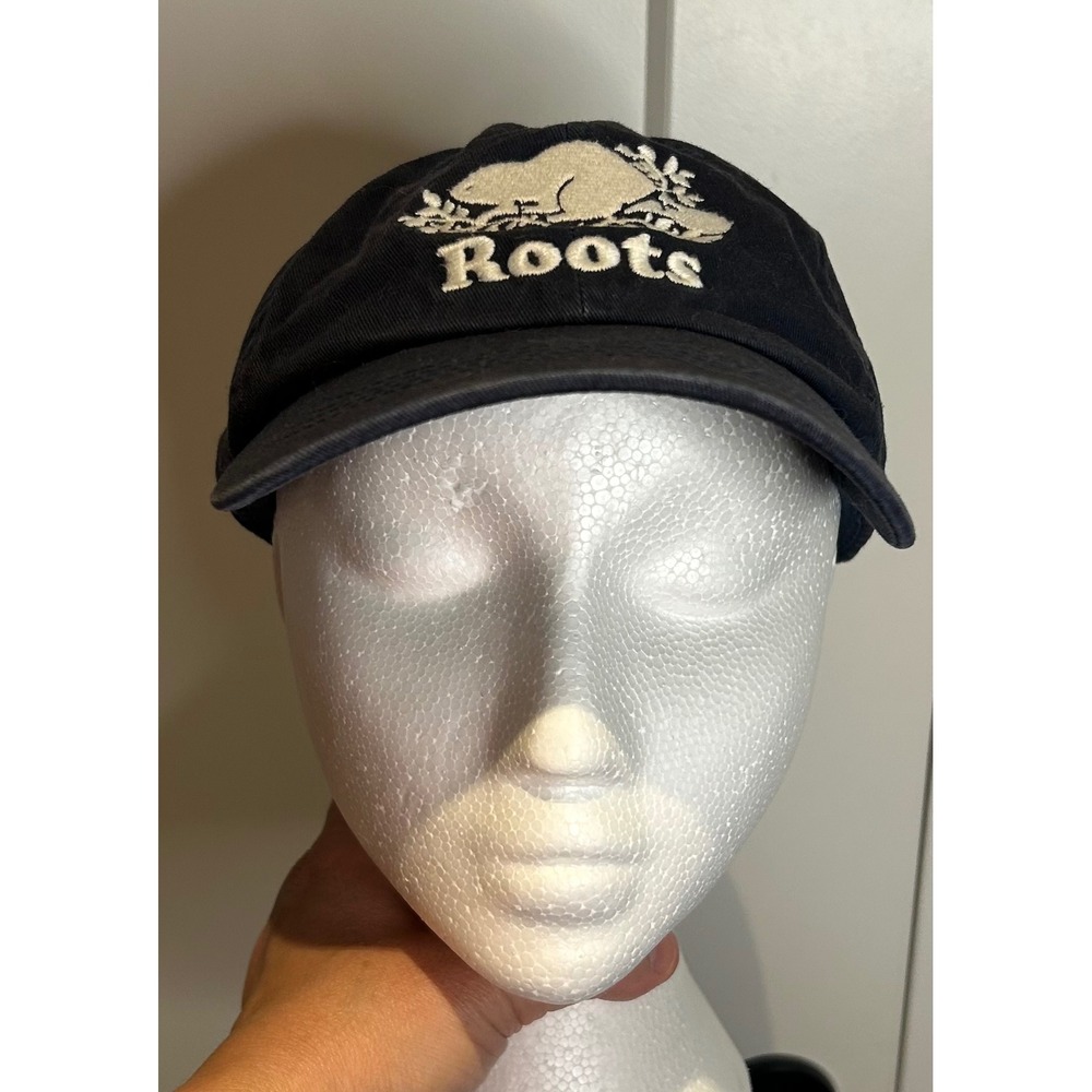 Roots Kids Navy Blue Cotton Baseball Cap Embroidered Beaver Logo Hat L/XL 56cm
